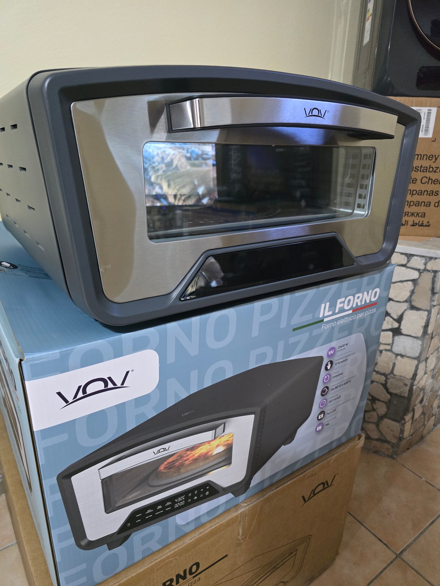 FORNO PIZZA ELETTRICO VOV 16 LT 430 GRADI 8 FUNZIONI