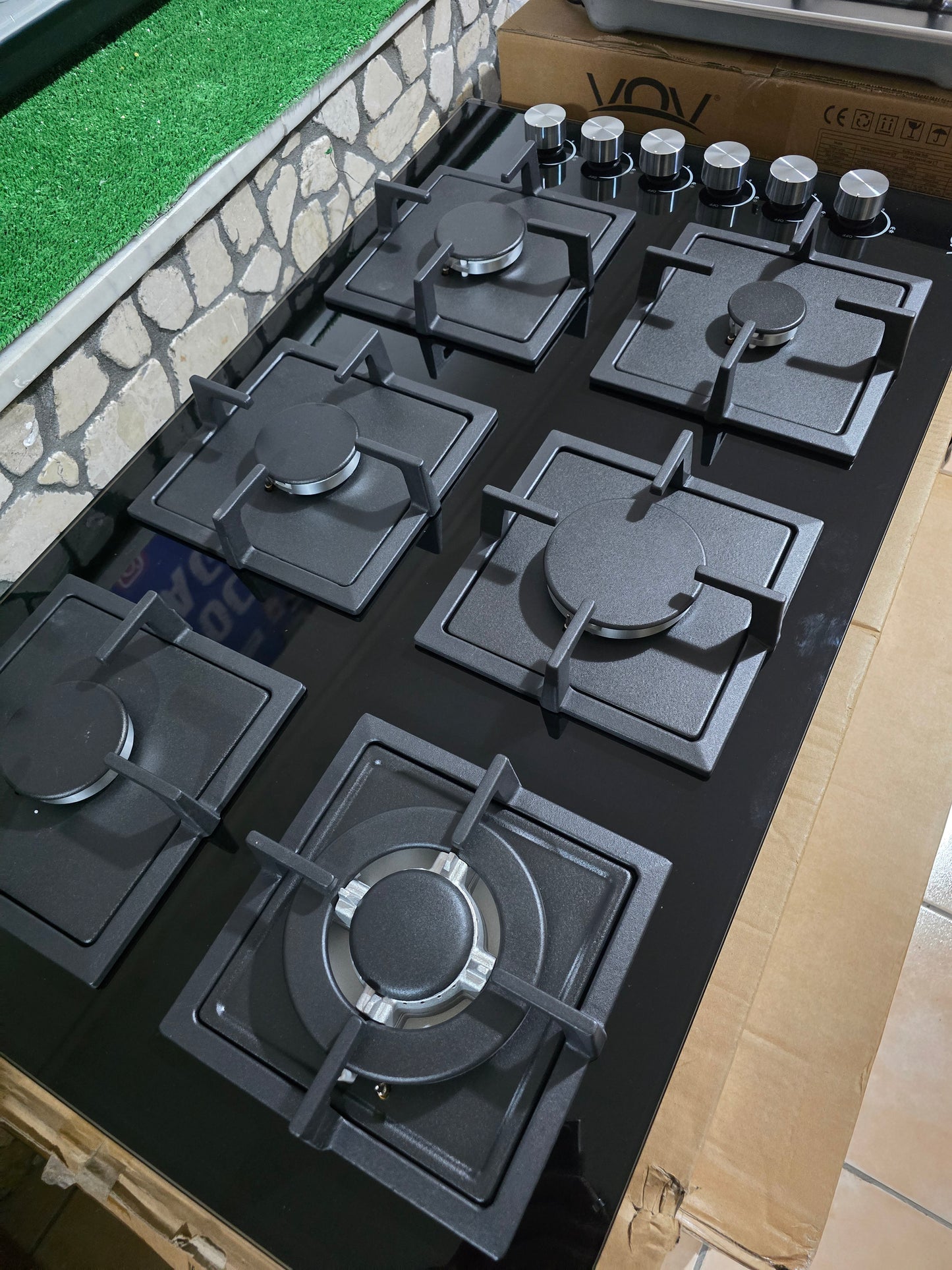 VETROCERAMICA NERO 6 FUOCHI 90 CM GPL METANO VOV