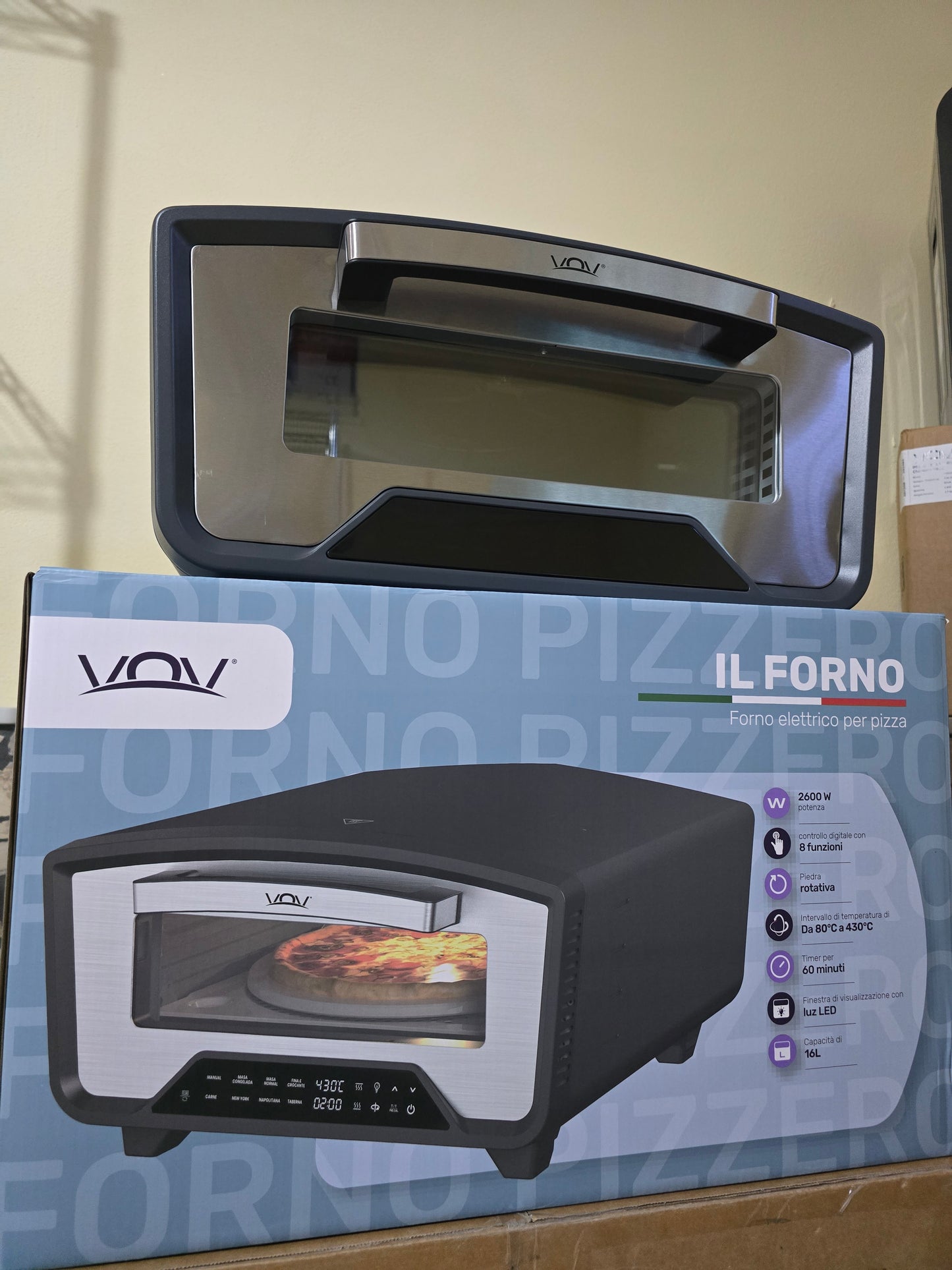 FORNO PIZZA ELETTRICO VOV 16 LT 430 GRADI 8 FUNZIONI