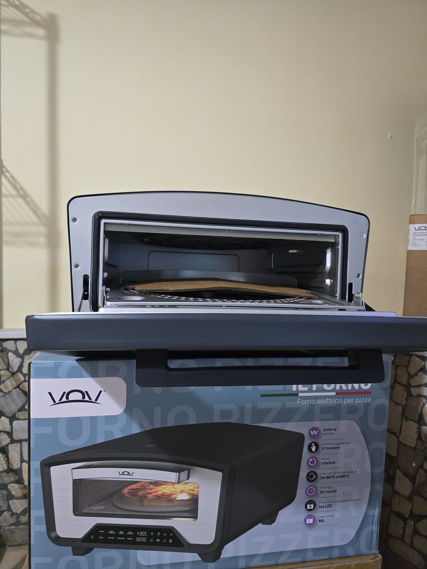 FORNO PIZZA ELETTRICO VOV 16 LT 430 GRADI 8 FUNZIONI