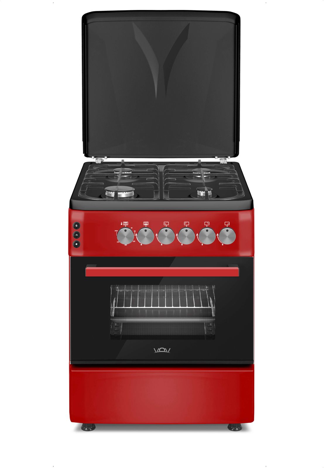 CUCINA A GAS 60 CM ROSSA - CON FORNO GAS/ELETTRICO VENTILATO VOV