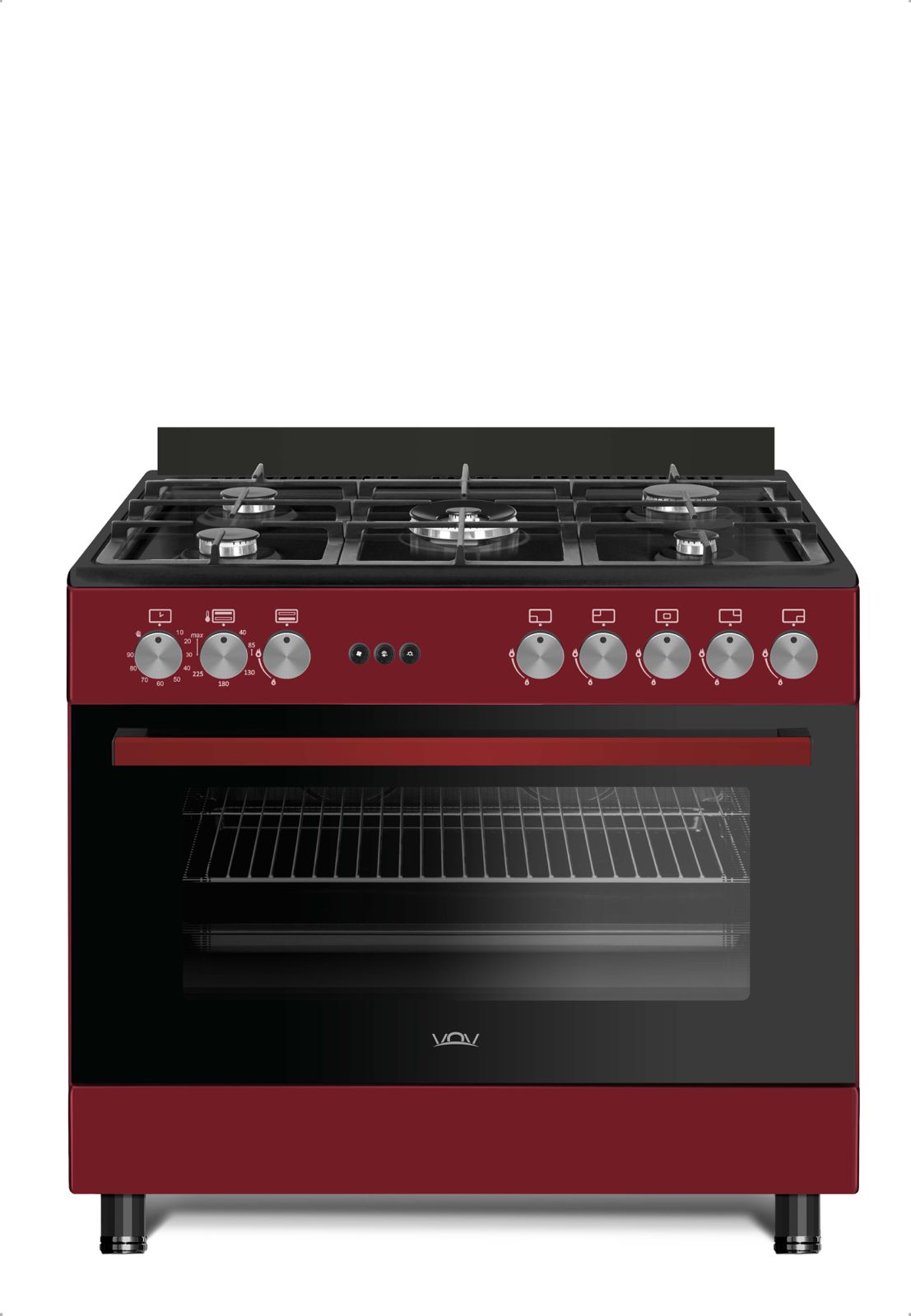 CUCINA A GAS 90 CM ROSSA - CON FORNO ELETTRICO VENTILATO VOV