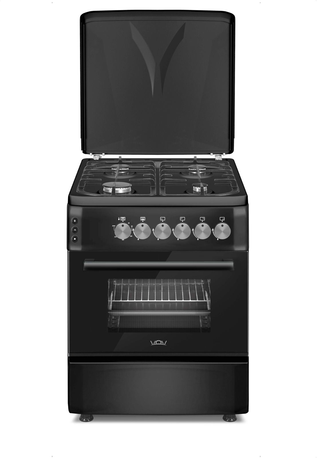 CUCINA A GAS 60 CM BLACK / NERO CON FORNO GAS/ELETTRICO VENTILATO VOV