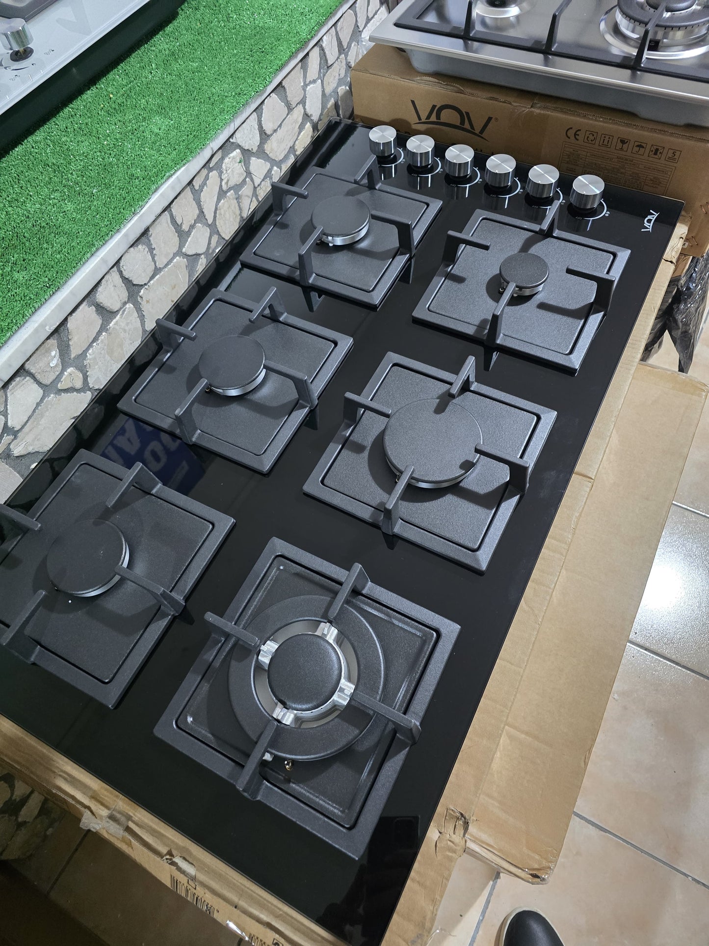 VETROCERAMICA NERO 6 FUOCHI 90 CM GPL METANO VOV
